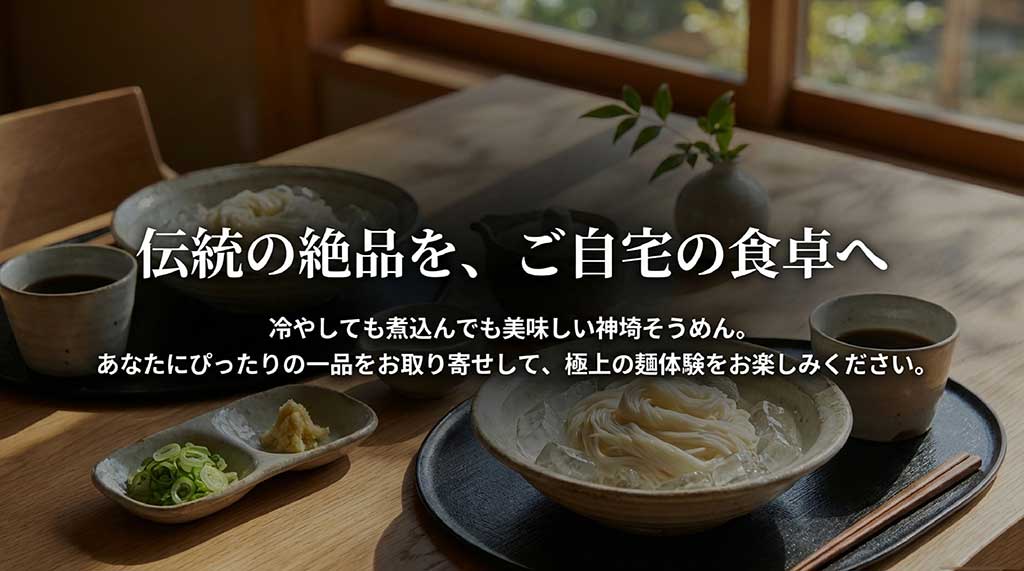 神埼そうめんのお取り寄せを勧めるエンディングスライド