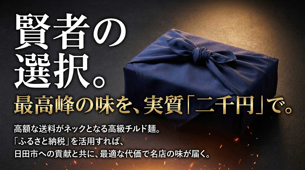 日田市への寄付を通じて実質2,000円で名店の味を楽しむ方法の解説スライド