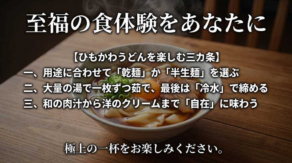 ひもかわうどんのお取り寄せを成功させるための、麺選び・茹で方・味わい方のポイントまとめ