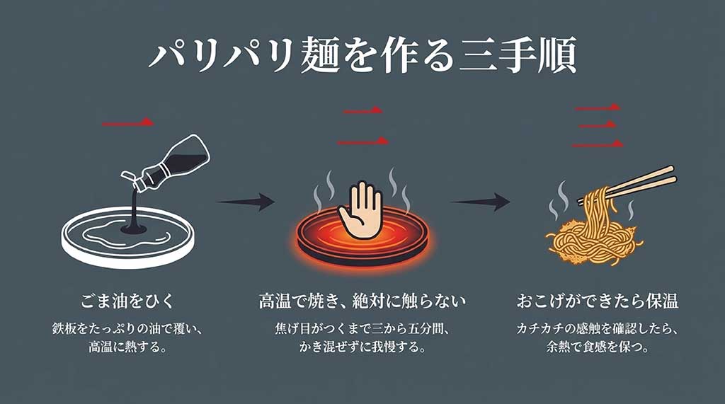 パリパリ麺を作る3ステップ