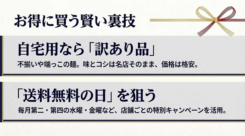 自宅用の訳あり品活用や、店舗ごとの送料無料キャンペーンを狙うお得な購入テクニックの解説