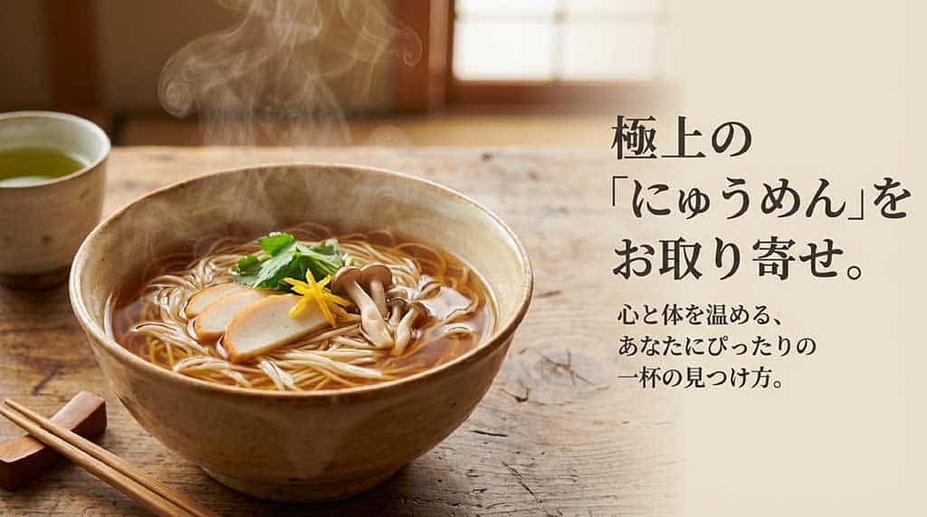 「至福のにゅうめん選び お取り寄せで心と体を温める、あなたにぴったりの一杯の見つけ方」と書かれた記事の表紙画像