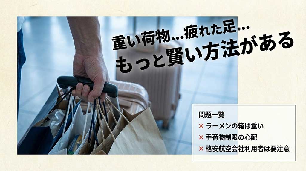 空港で味を選びスマホで購入し、手ぶらで帰宅して店と同じ味を自宅で再現するまでのステップ図解