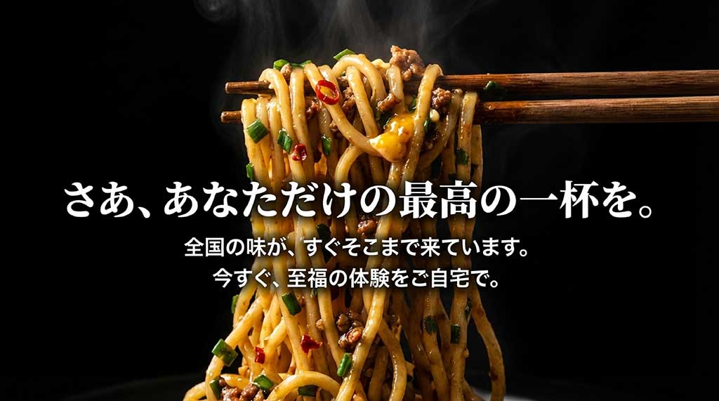 全国の味が自宅で楽しめることを伝え、至福の体験を促すクロージングスライド