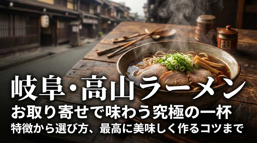 岐阜県飛騨高山ラーメンの通販ガイド。有名店の味を自宅で再現するコツを紹介するスライドの表紙