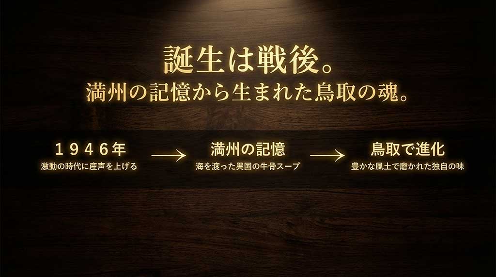 1946年、満州の記憶から生まれた鳥取牛骨ラーメンの歴史。異国の牛骨スープが鳥取の風土で進化した過程